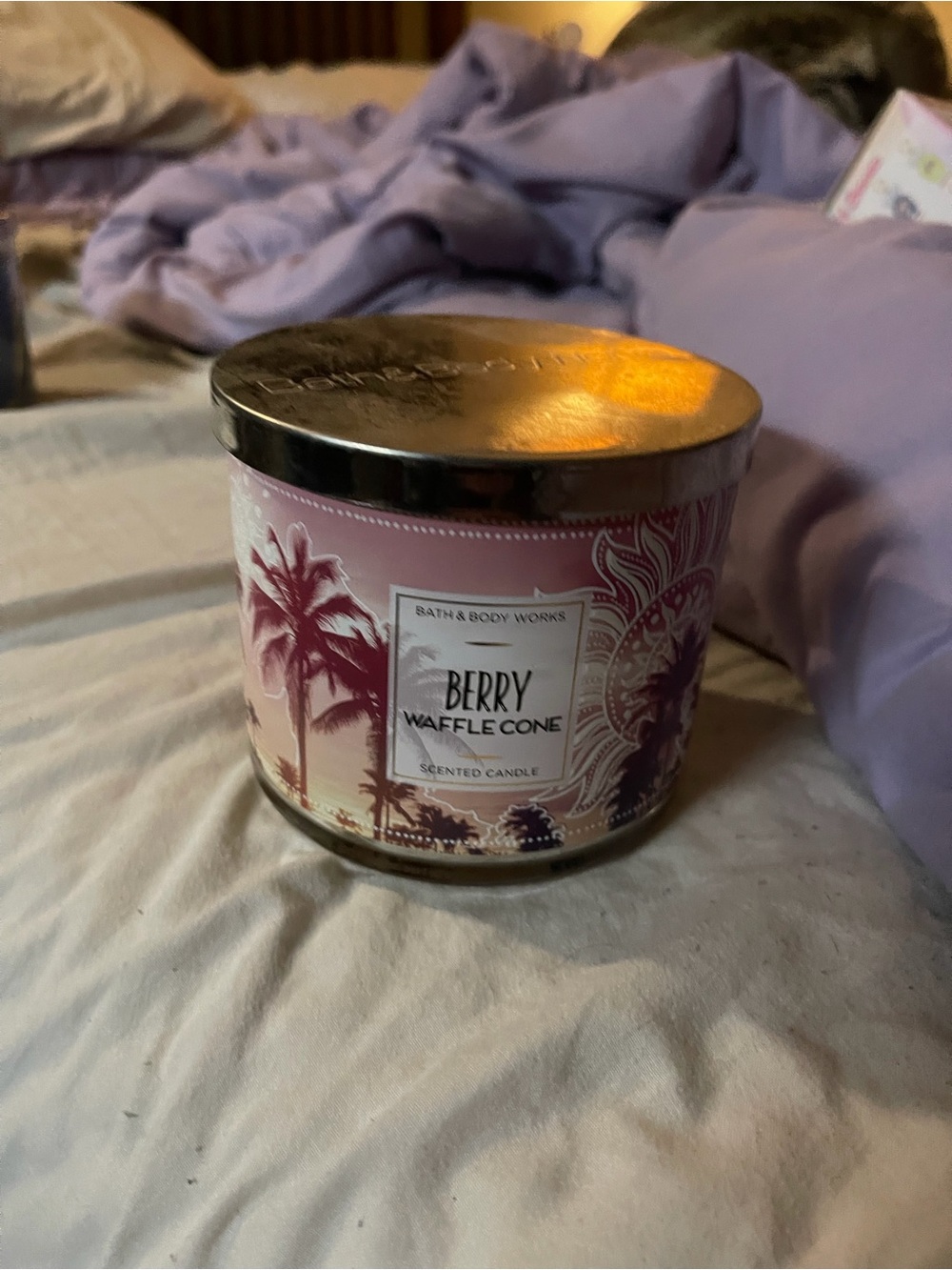 Bath & Body Works Berry Waffle Cone 3-Wick Candle - Pink